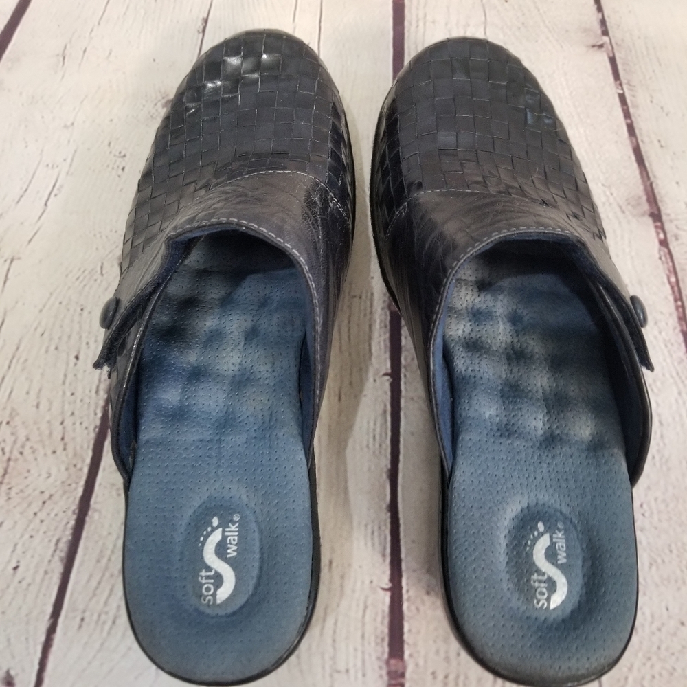 Soft walk clogs Nursing leather Navy Size  9 - Picture 2 of 9